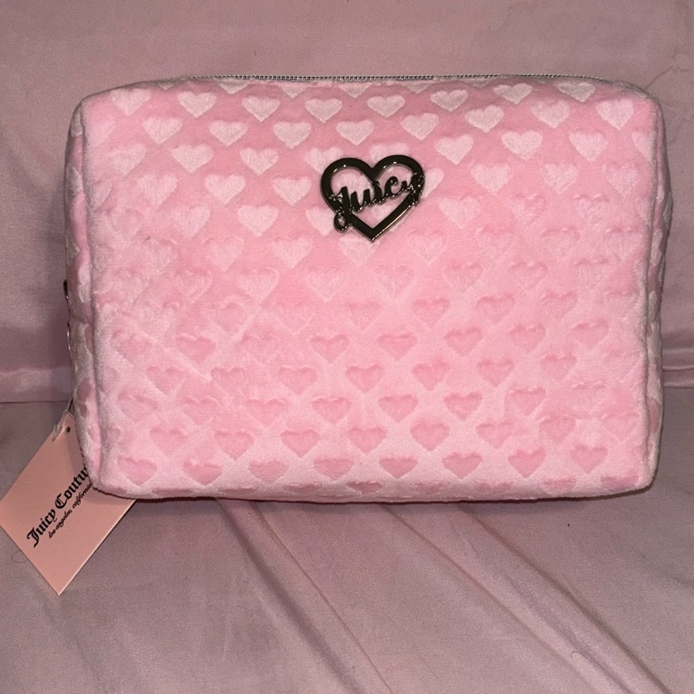 Juicy Couture Pink Velour Toiletries Bag Makeup Pouch